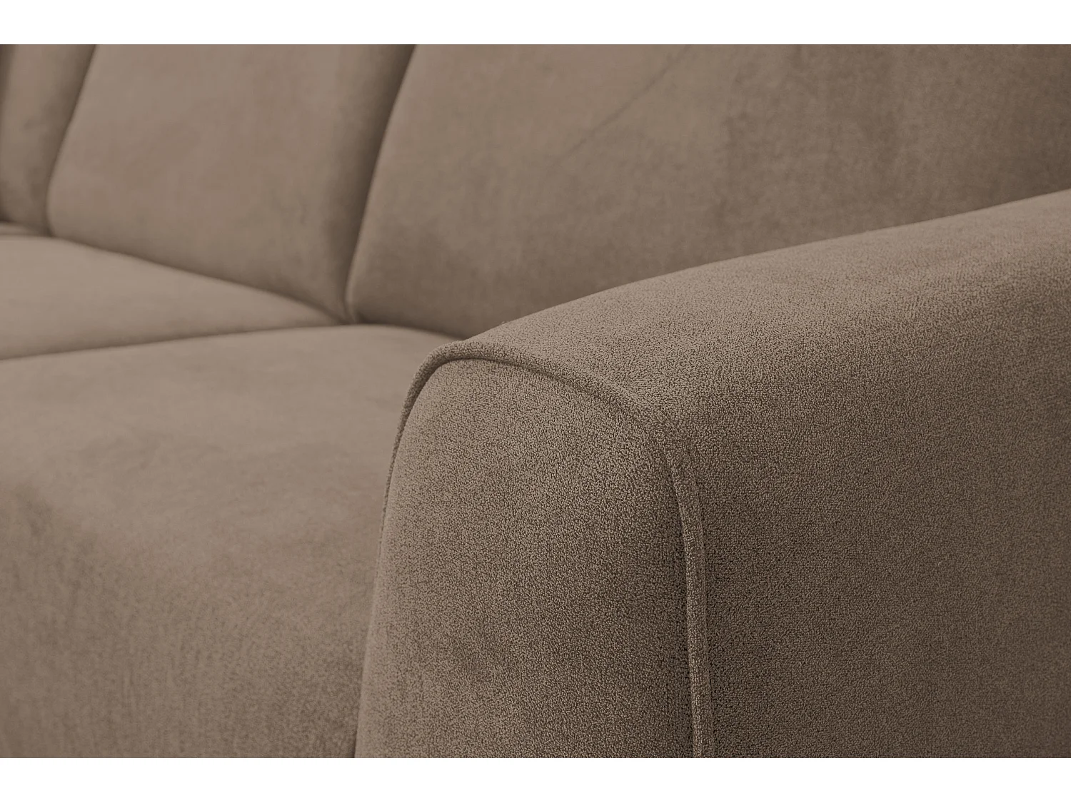 Canapé d'angle Mula, couleur : marron, tissu velours, pouf gauche