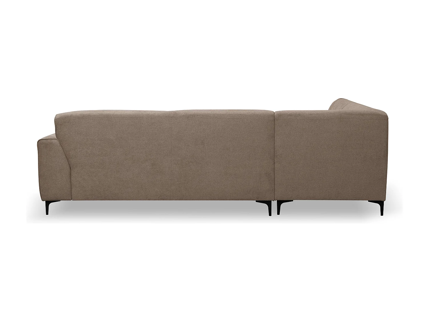 Canapé d'angle Mula, couleur : marron, tissu velours, pouf gauche