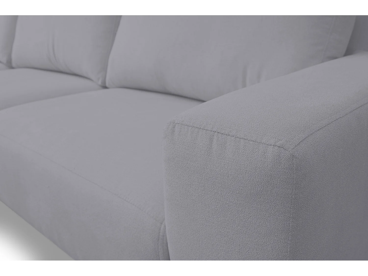 Canapé d'angle Aspen, couleur du canapé : gris clair, tissu velours, pouf à gauche