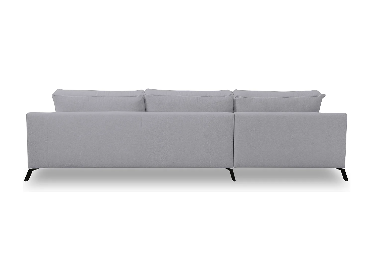 Canapé d'angle Aspen, couleur du canapé : gris clair, tissu velours, pouf à gauche