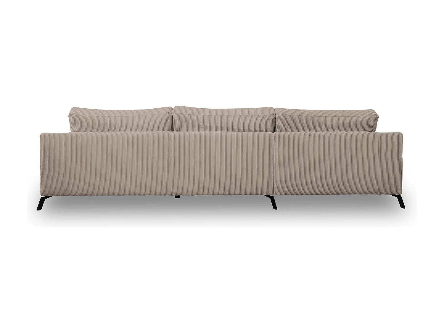 Canapé d'angle Aspen, couleur du canapé : marron, tissu velours côtelé, pouf à gauche