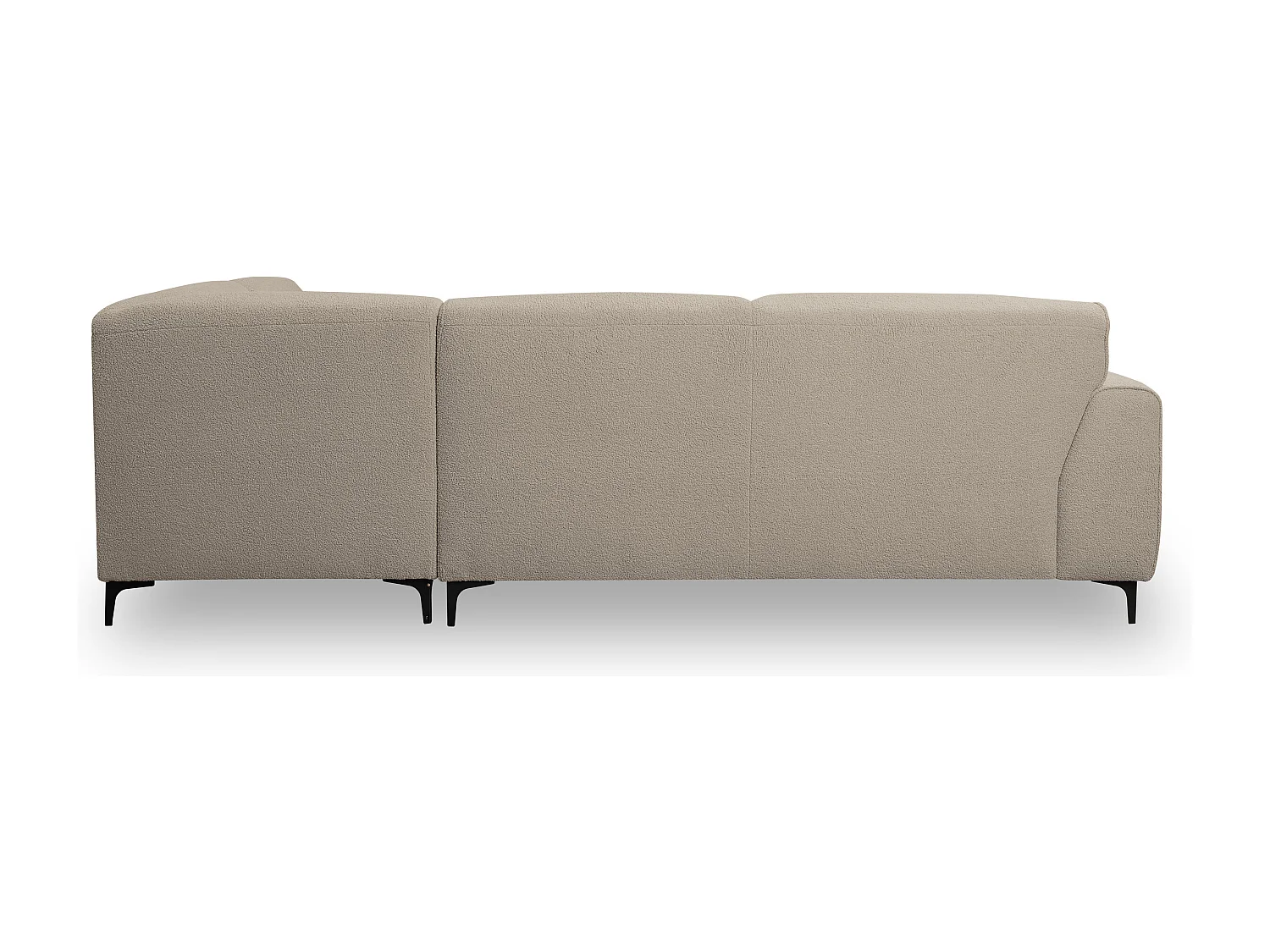 Canapé d'angle Mula, couleur du canapé : beige, tissu bouclé, pouf à droite