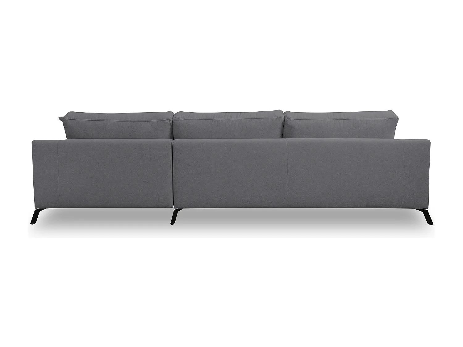 Canapé d'angle Aspen, couleur du canapé : gris, tissu velours, pouf à droite