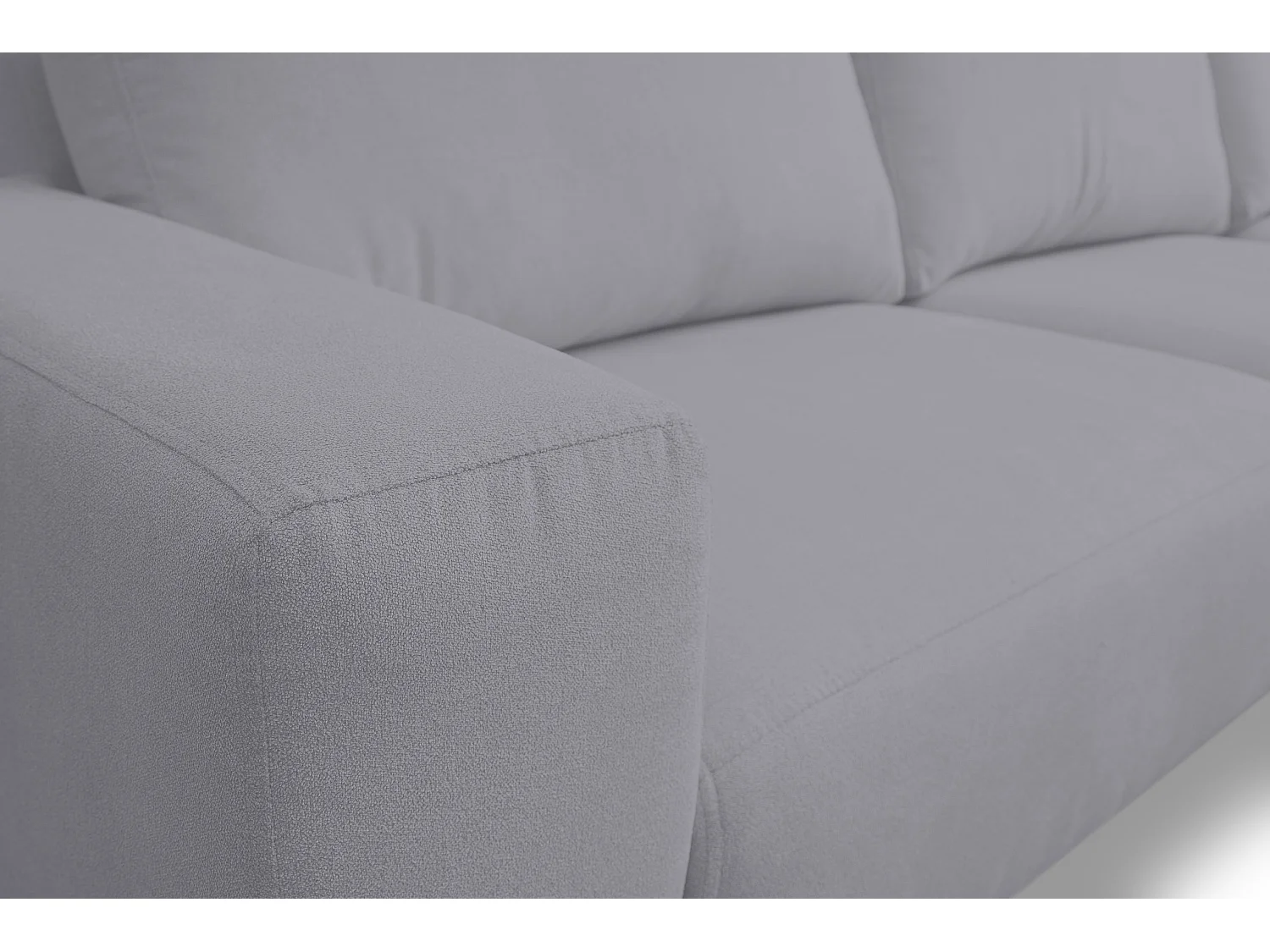 Canapé d'angle Aspen, couleur du canapé : gris clair, tissu velours, pouf à droite