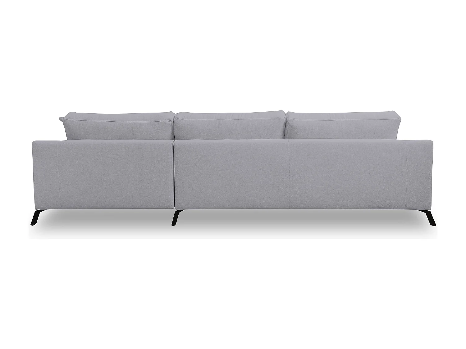 Canapé d'angle Aspen, couleur du canapé : gris clair, tissu velours, pouf à droite