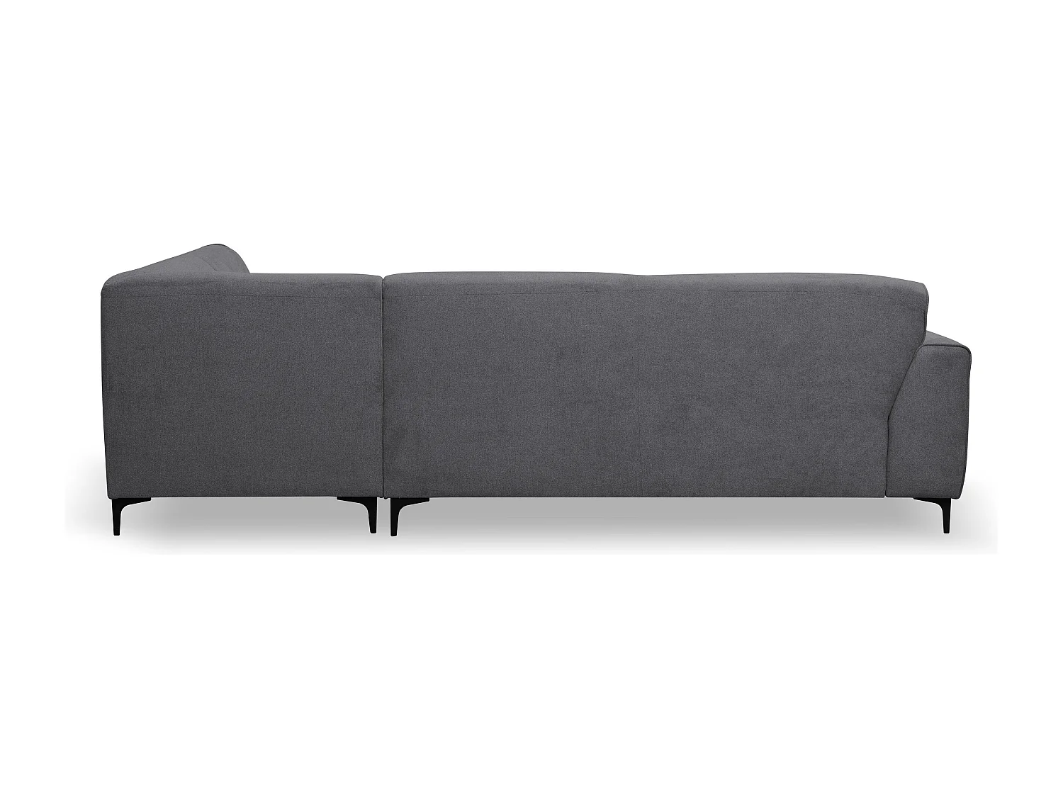 Canapé d'angle Mula, couleur du canapé : gris, tissu velours, pouf à droite