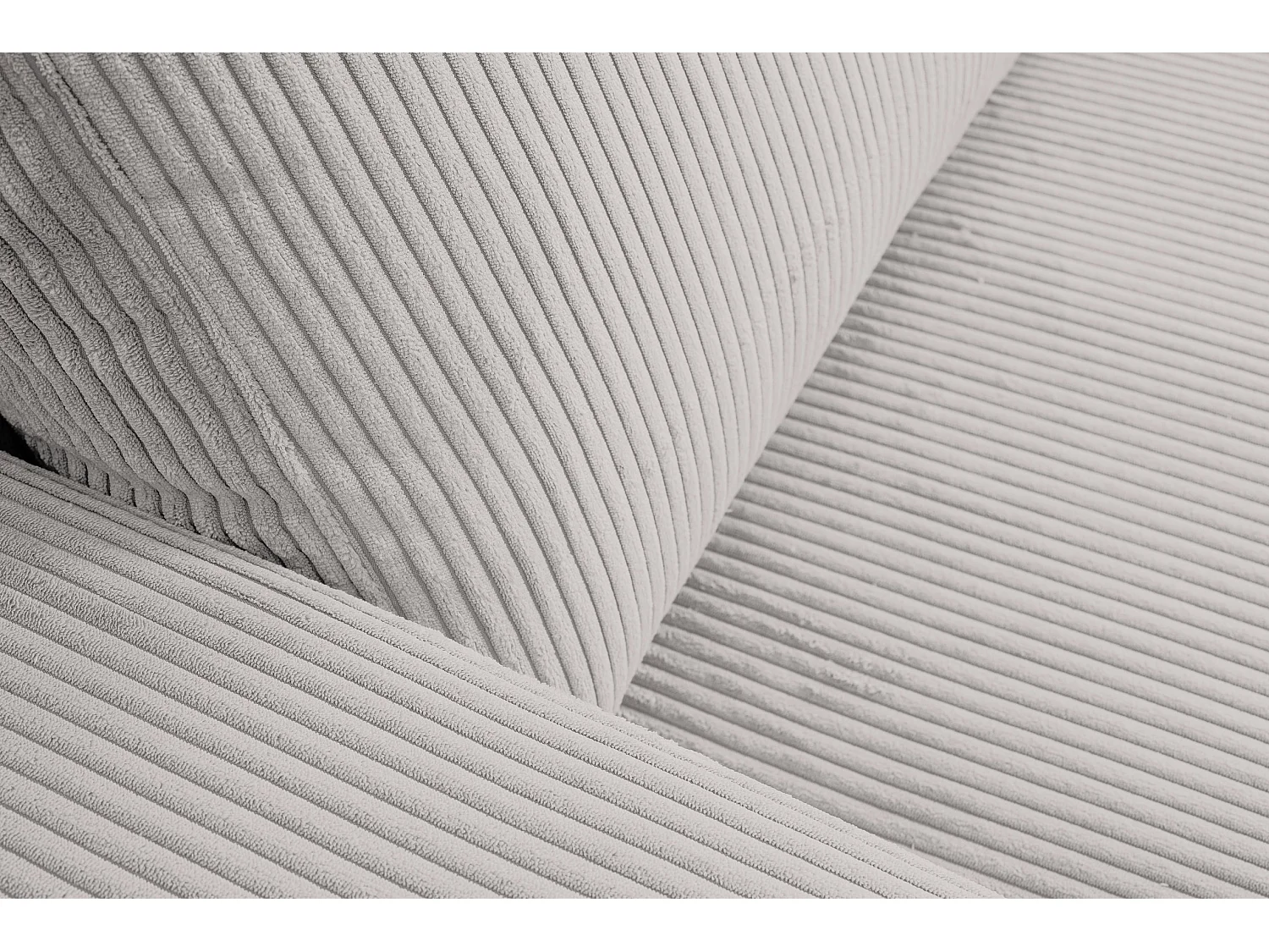 Canapé d'angle Aspen, couleur du canapé : beige, tissu velours côtelé, pouf à droite