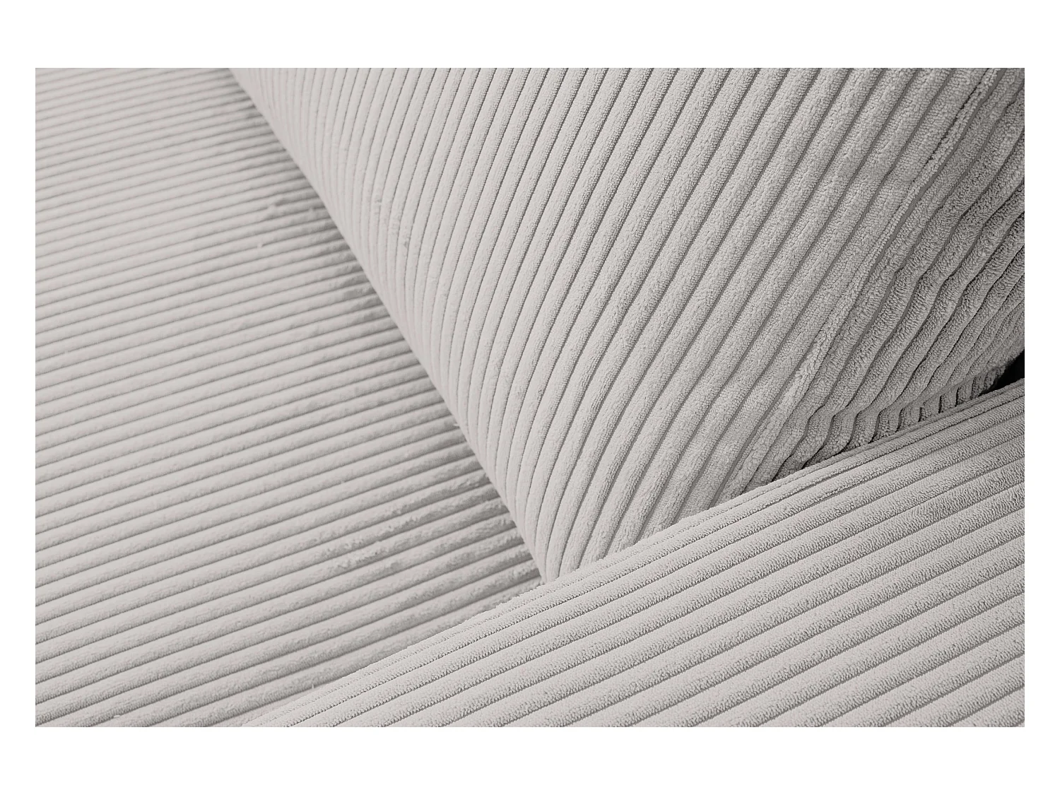 Canapé d'angle Aspen, couleur du canapé : beige, tissu cordé, pouf à gauche