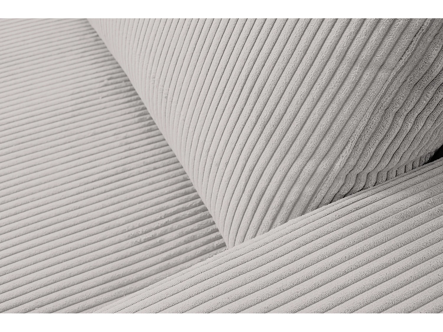 Canapé d'angle Aspen, couleur du canapé : beige, tissu cordé, pouf à gauche