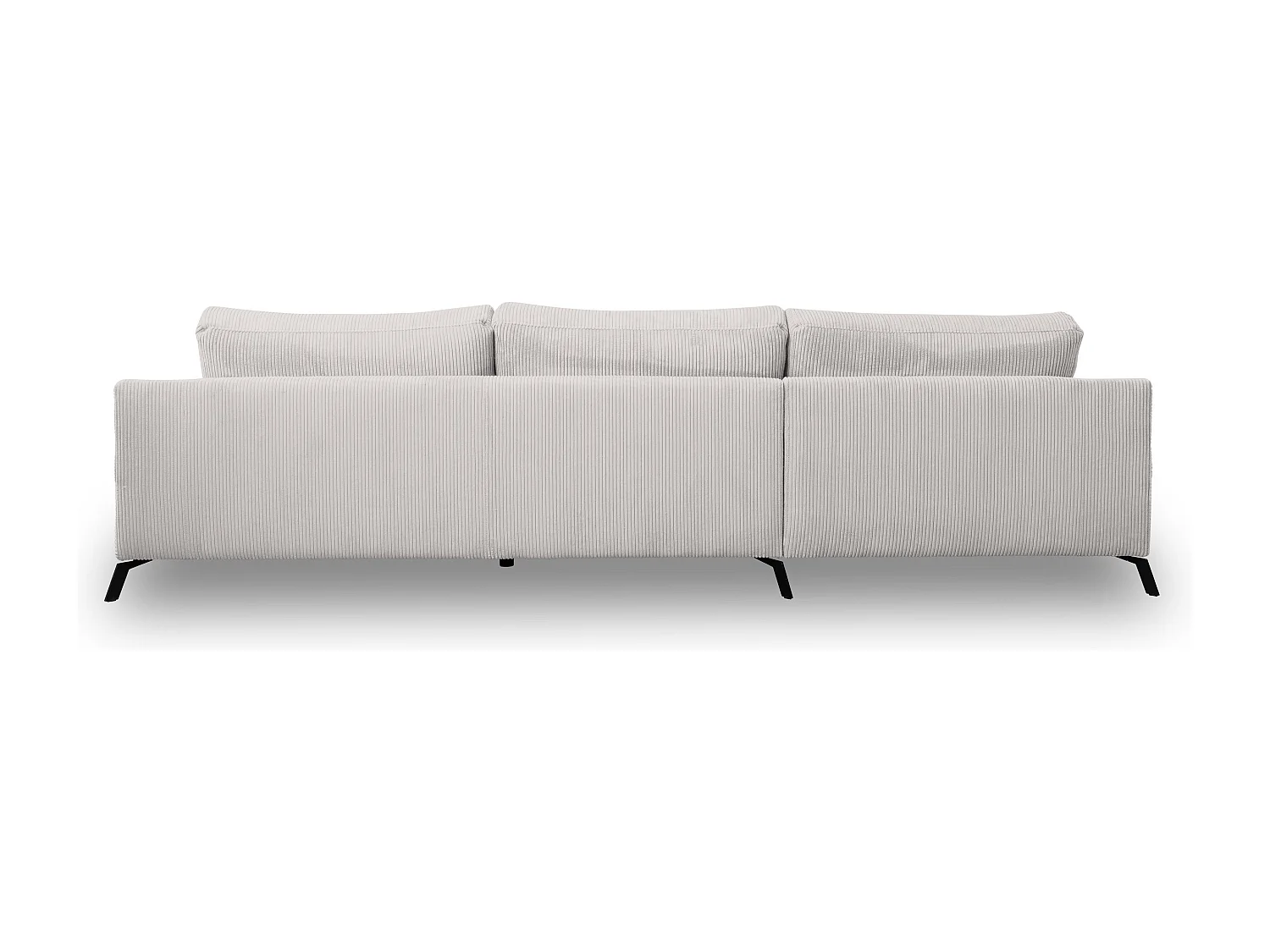 Canapé d'angle Aspen, couleur du canapé : beige, tissu cordé, pouf à gauche