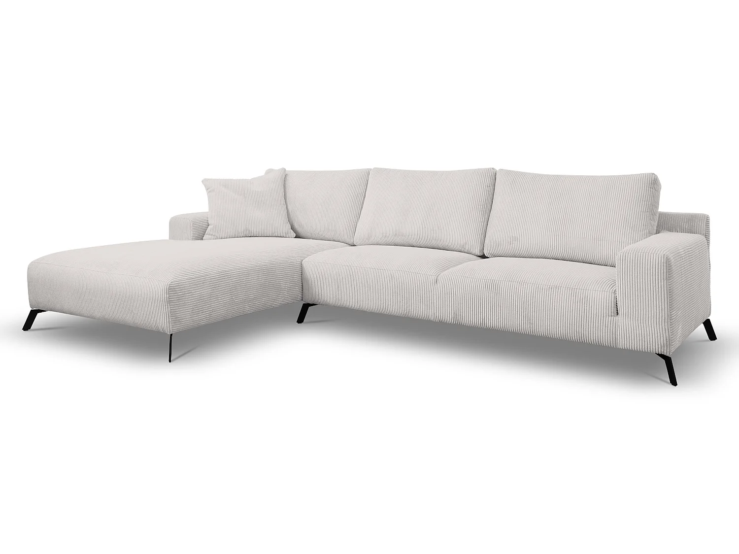Canapé d'angle 3 places avec pouf en velours beige ASPEN