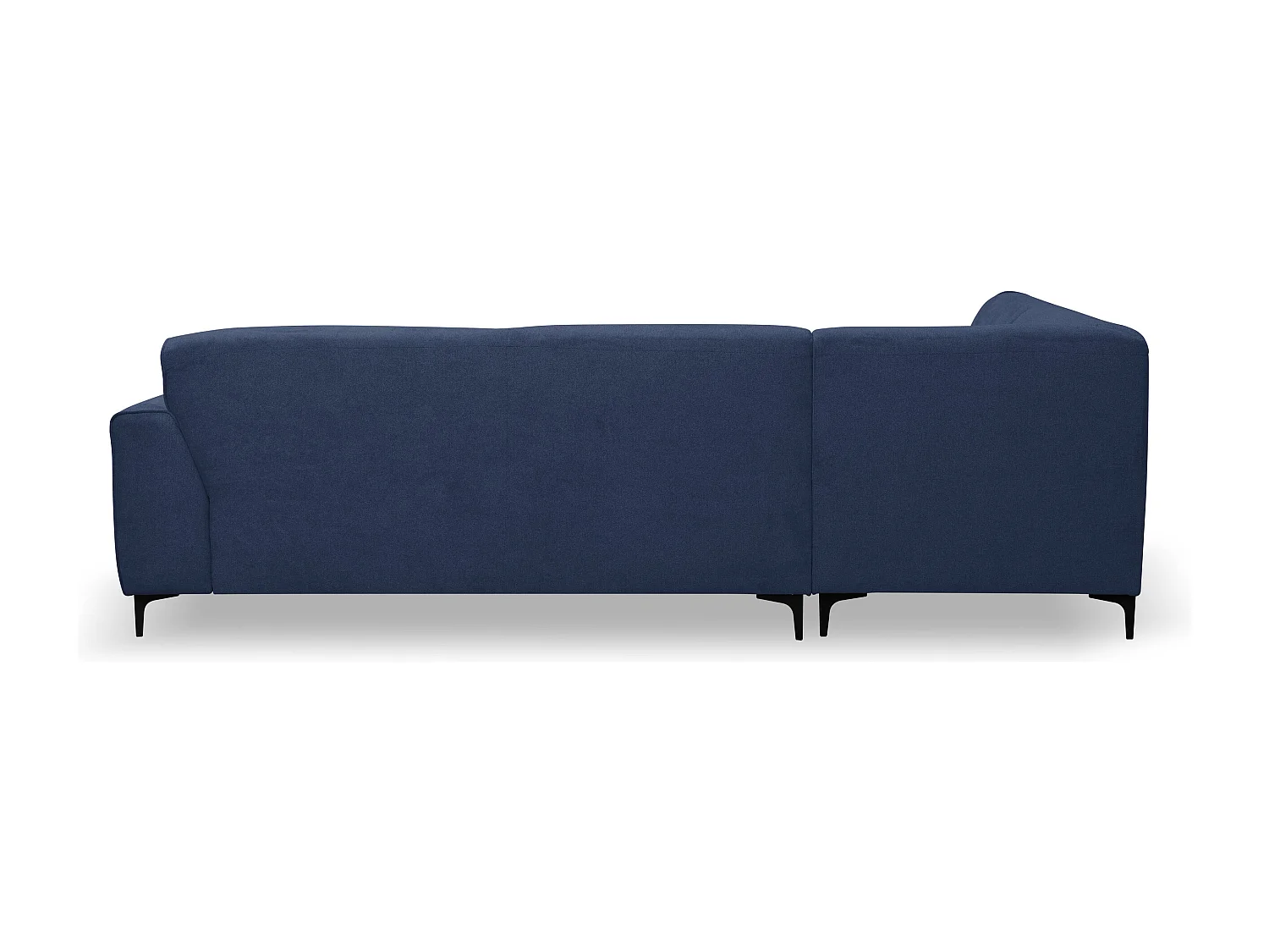 Canapé d'angle Mula, couleur du canapé : bleu, tissu velours, pouf à gauche