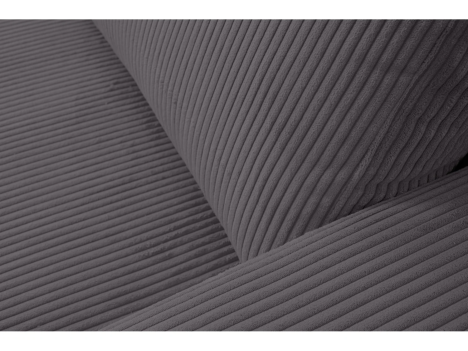 Canapé d'angle Aspen, couleur : gris foncé, tissu velours côtelé, pouf gauche