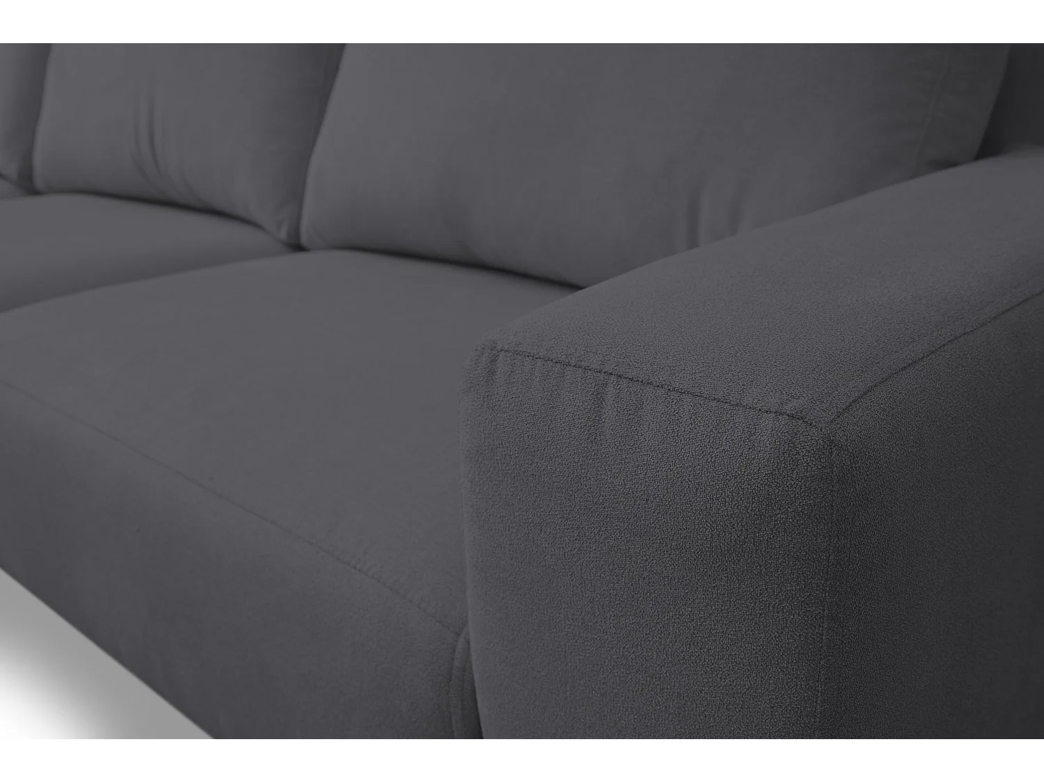 Canapé d'angle Aspen, couleur du canapé : gris, tissu velours, pouf à gauche