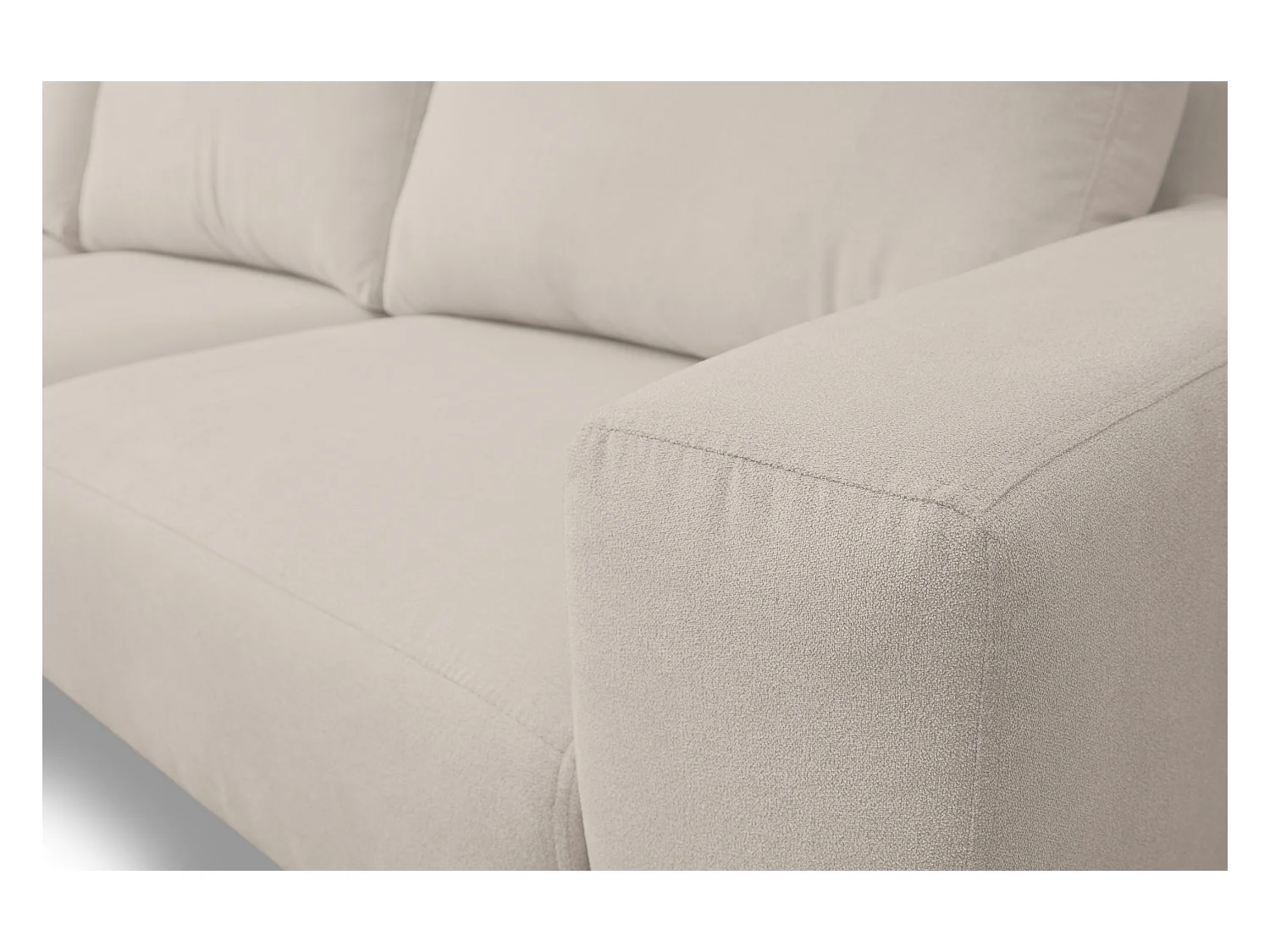 Canapé d'angle Aspen, couleur : beige, tissu velours, pouf à gauche