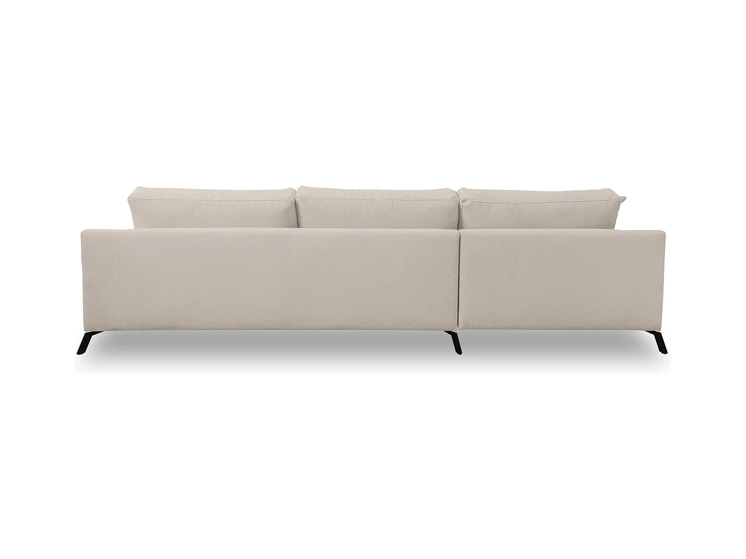 Canapé d'angle Aspen, couleur : beige, tissu velours, pouf à gauche