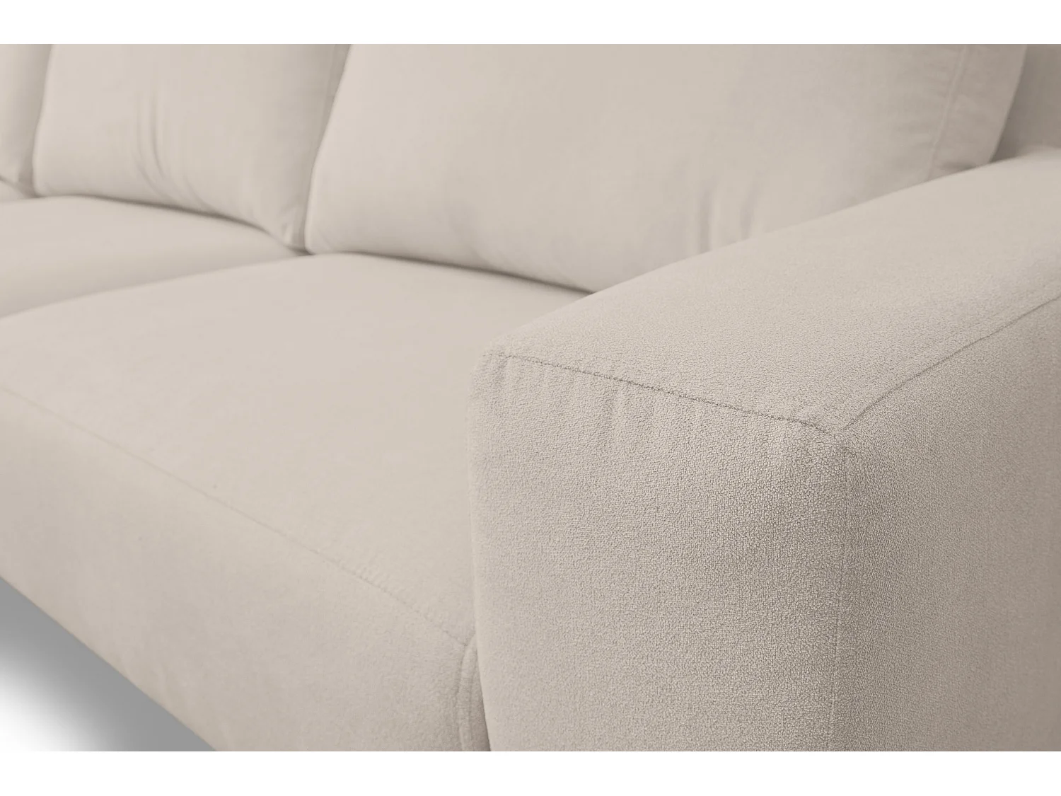 Canapé d'angle Aspen, couleur : beige, tissu velours, pouf à gauche