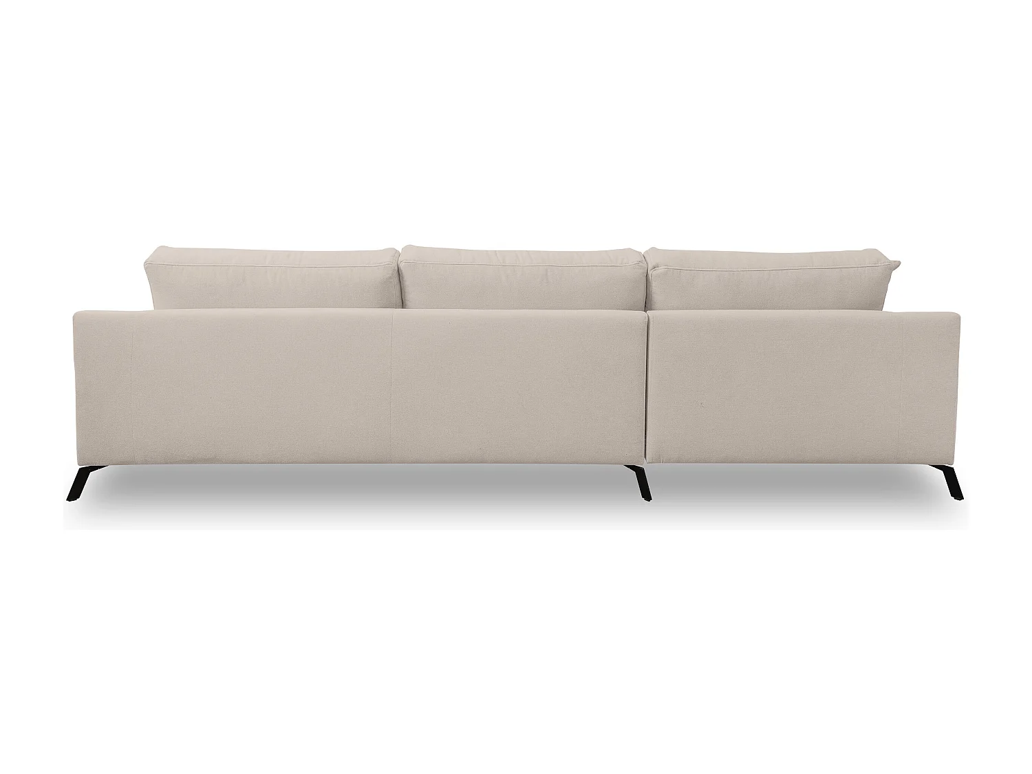 Canapé d'angle Aspen, couleur : beige, tissu velours, pouf à gauche