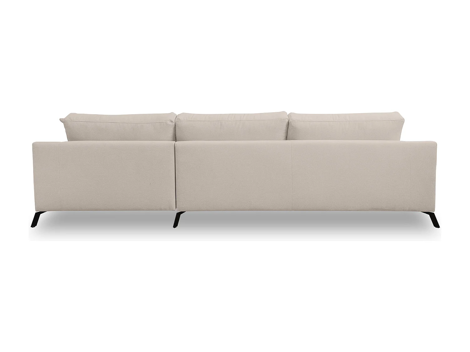 Canapé d'angle Aspen, couleur : beige, tissu velours, pouf à droite