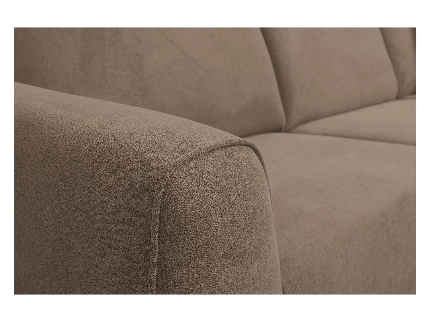 Canapé d'angle Mula, couleur : marron, tissu velours, pouf à droite