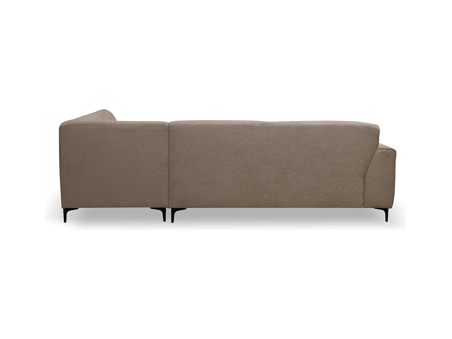 Canapé d'angle Mula, couleur : marron, tissu velours, pouf à droite