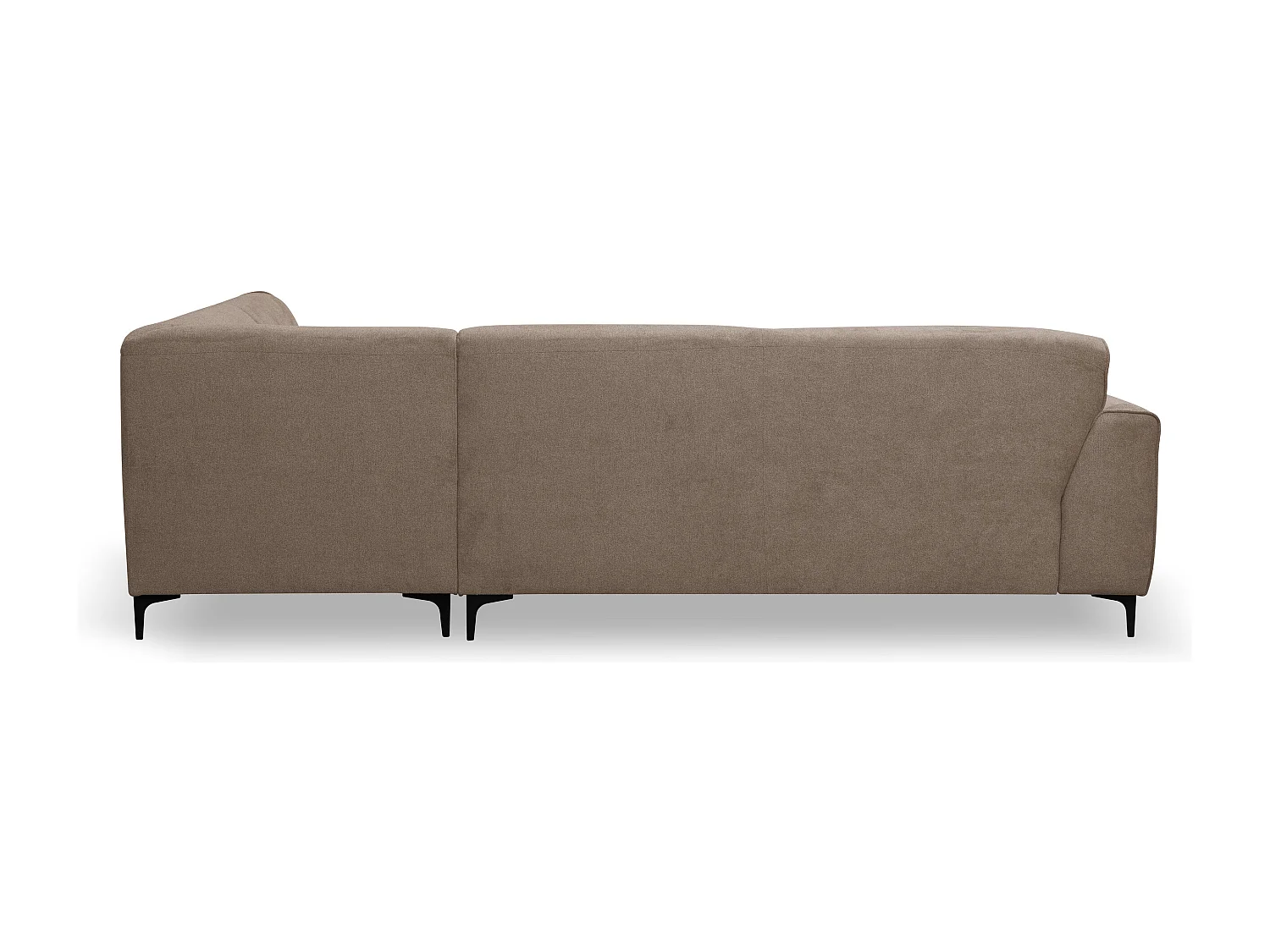 Canapé d'angle Mula, couleur : marron, tissu velours, pouf à droite