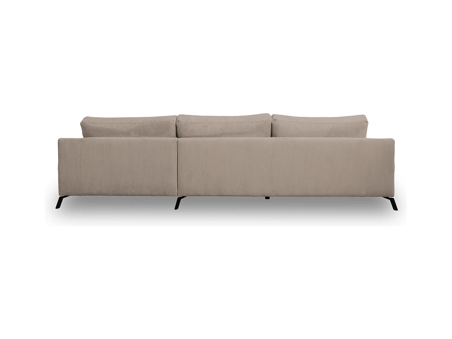 Canapé d'angle Aspen, couleur : marron, tissu velours côtelé, pouf à droite