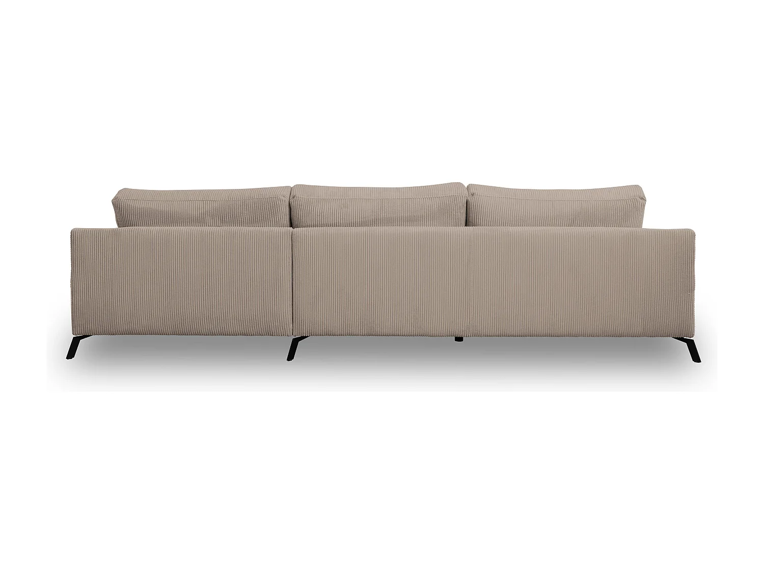 Canapé d'angle Aspen, couleur : marron, tissu velours côtelé, pouf à droite