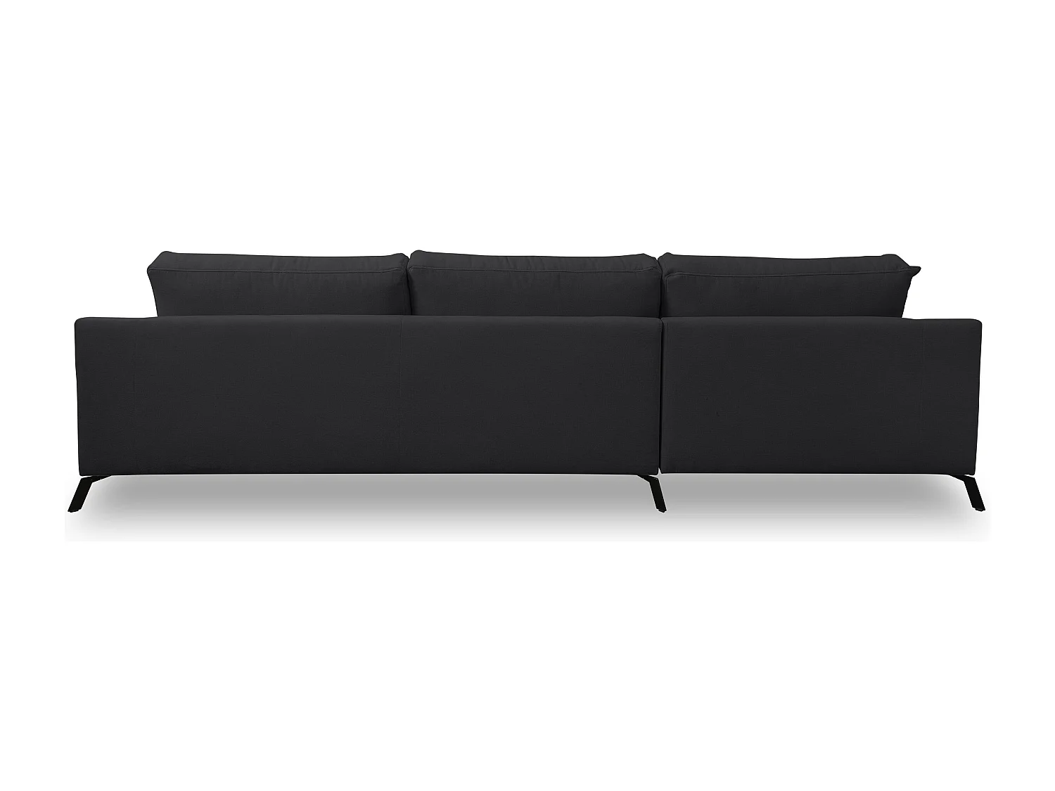 Canapé d'angle Aspen, couleur du canapé : noir, tissu velours, pouf à gauche