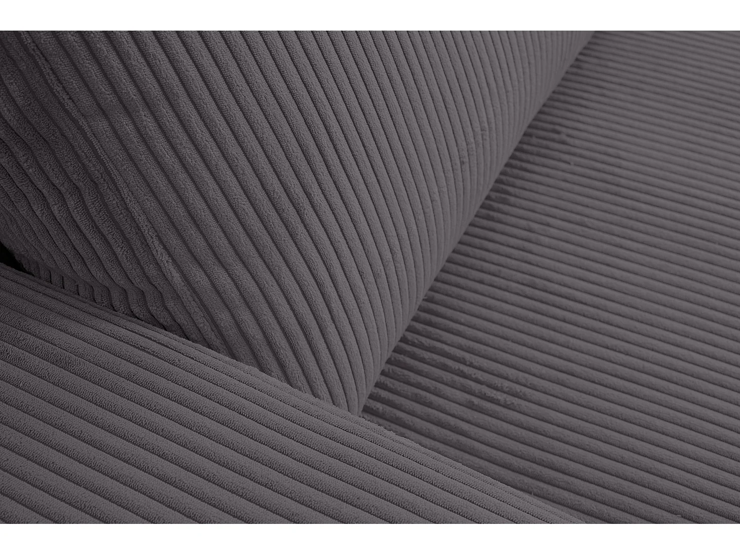 Canapé d'angle Aspen, couleur : gris foncé, tissu velours côtelé, pouf à droite