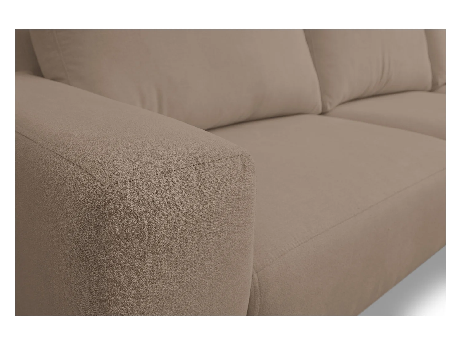 Canapé d'angle Aspen, couleur : marron, tissu velours, pouf à droite