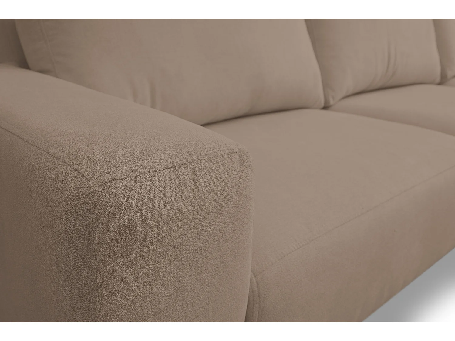 Canapé d'angle Aspen, couleur : marron, tissu velours, pouf à droite