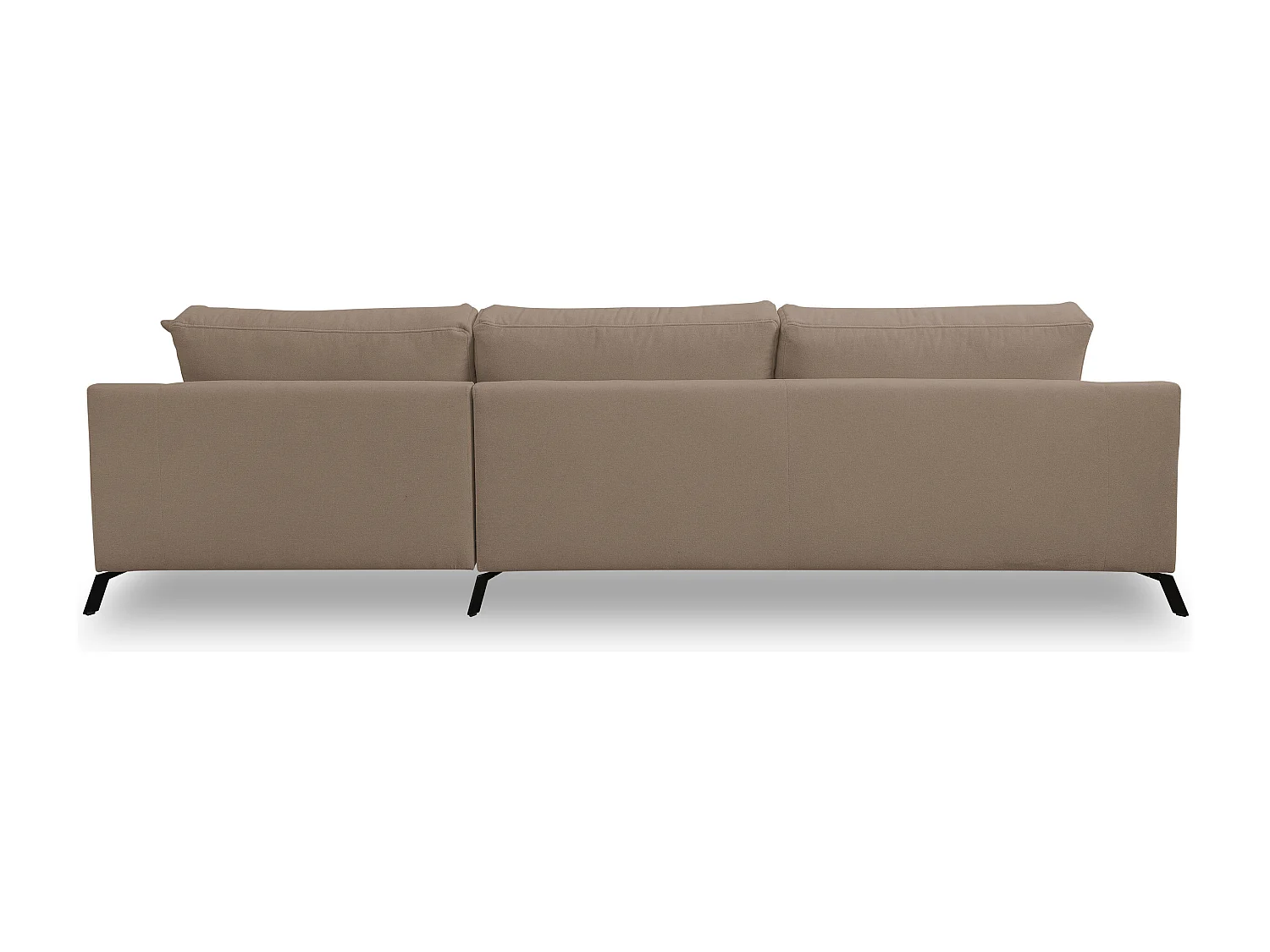 Canapé d'angle Aspen, couleur : marron, tissu velours, pouf à droite