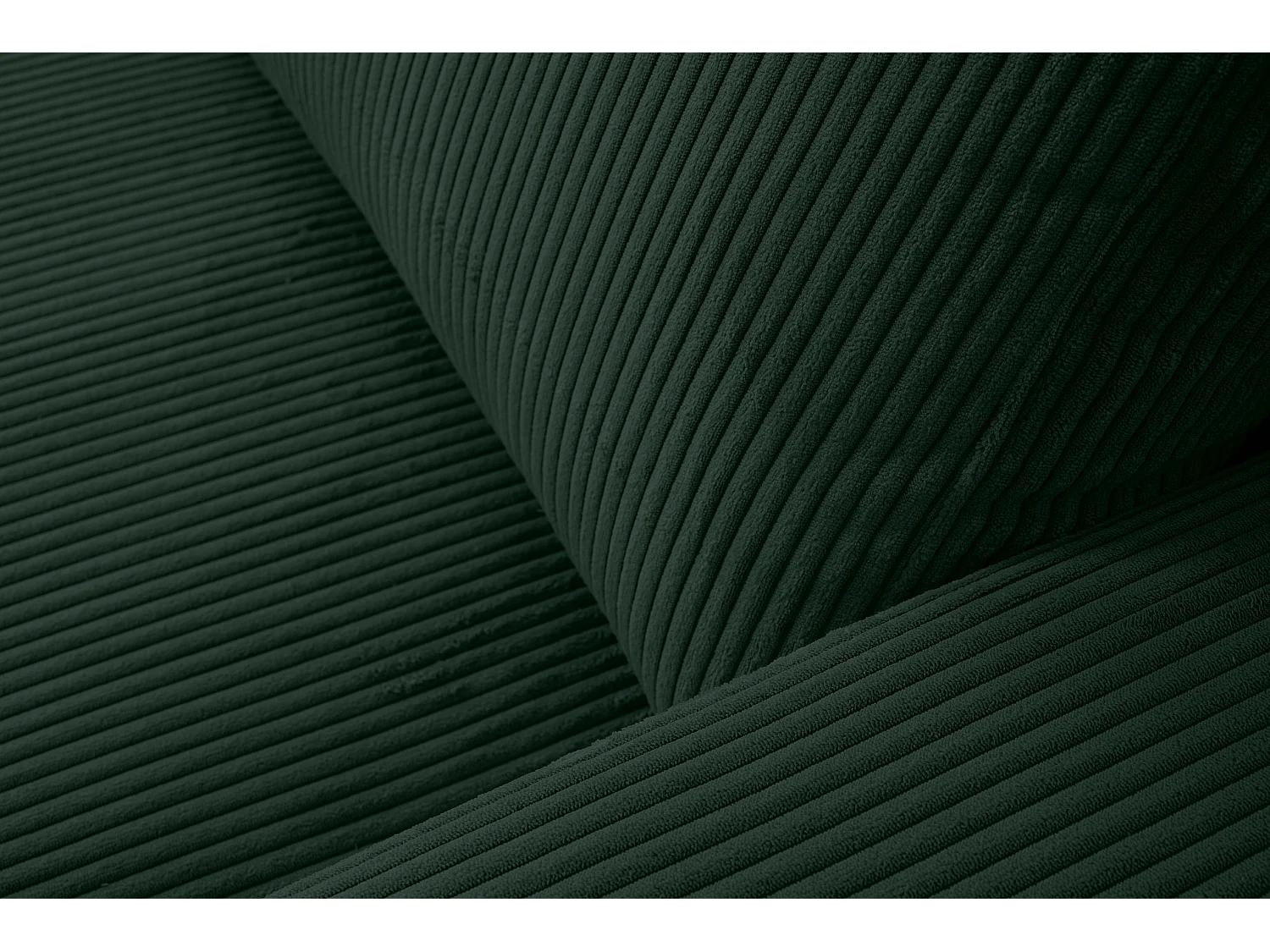 Canapé d'angle Aspen, couleur : vert, tissu velours côtelé, pouf à gauche