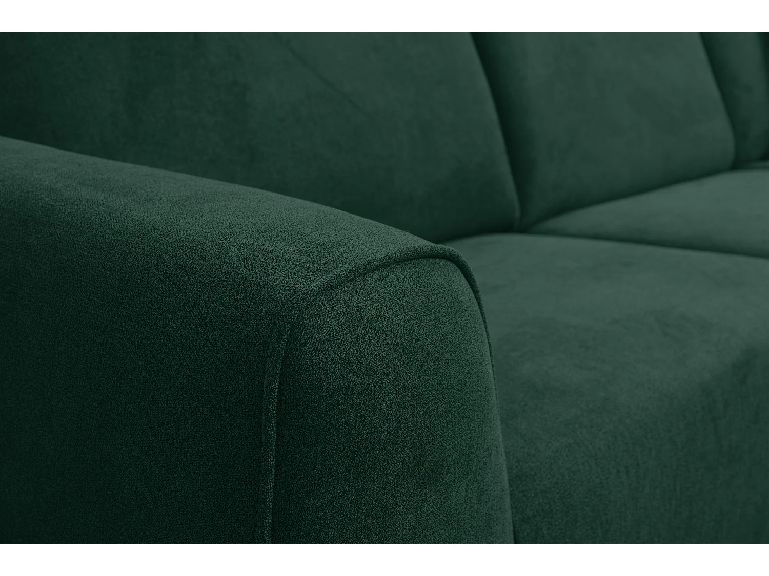 Canapé d'angle Mula, couleur Coach : vert, tissu velours, pouf à droite