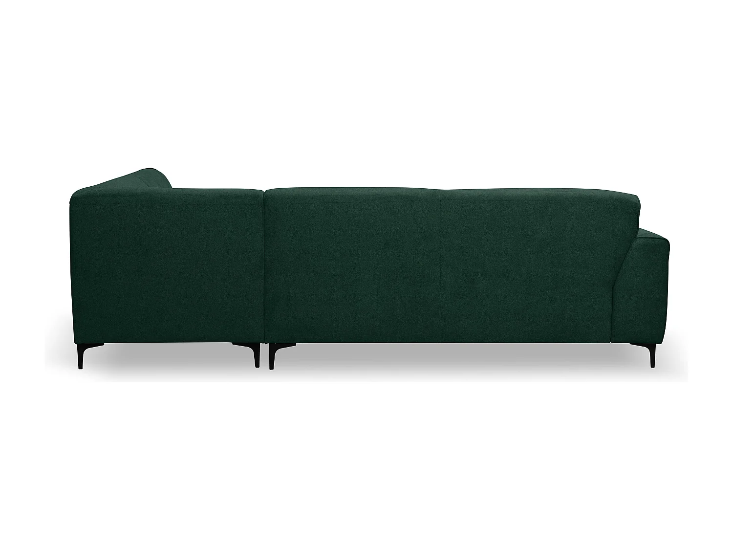 Canapé d'angle Mula, couleur Coach : vert, tissu velours, pouf à droite