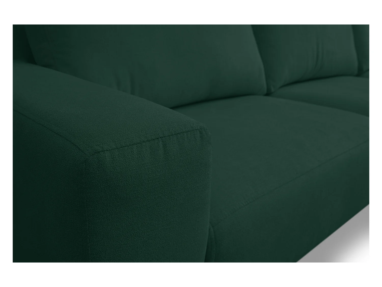 Canapé d'angle Aspen, couleur du canapé : vert, tissu velours, pouf à droite