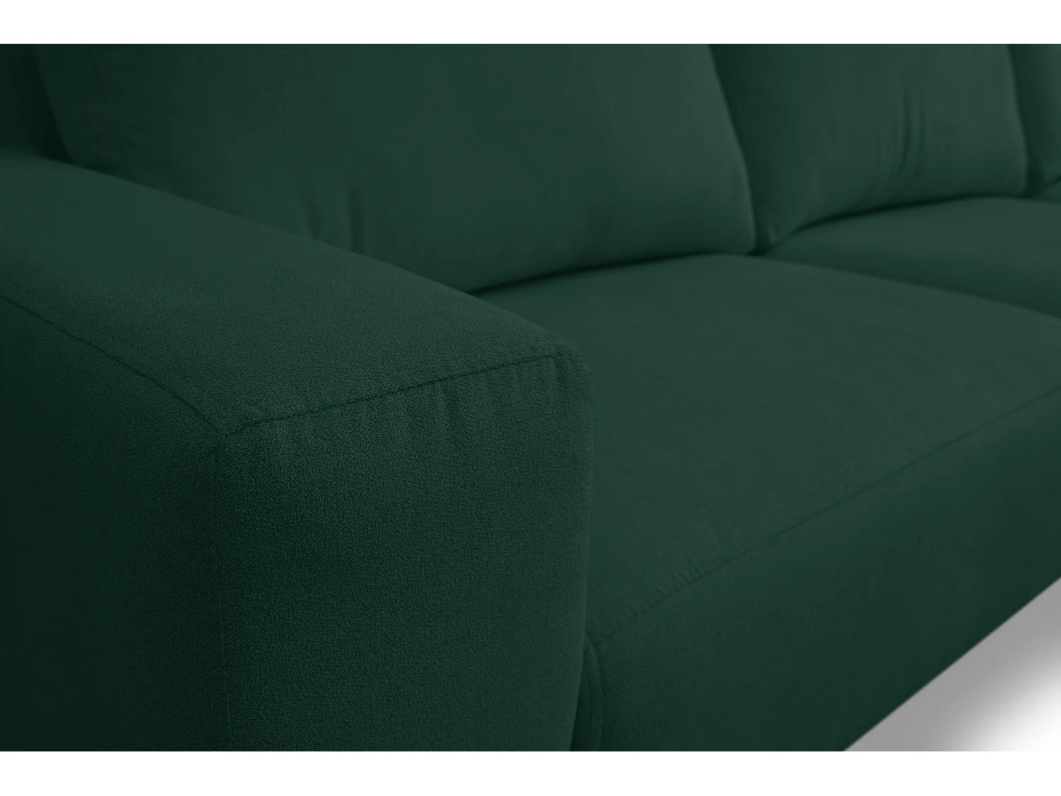 Canapé d'angle Aspen, couleur du canapé : vert, tissu velours, pouf à droite