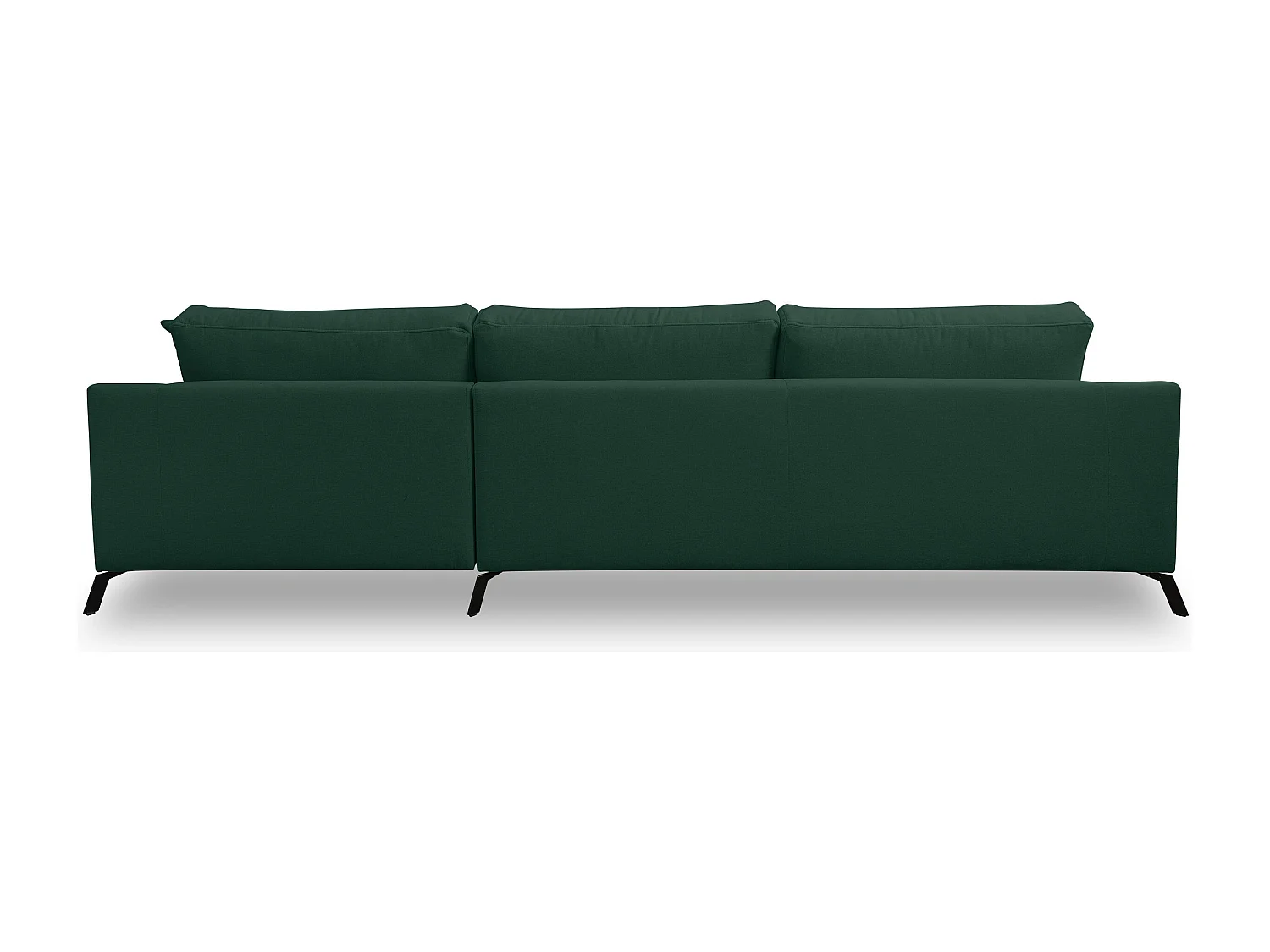 Canapé d'angle Aspen, couleur du canapé : vert, tissu velours, pouf à droite