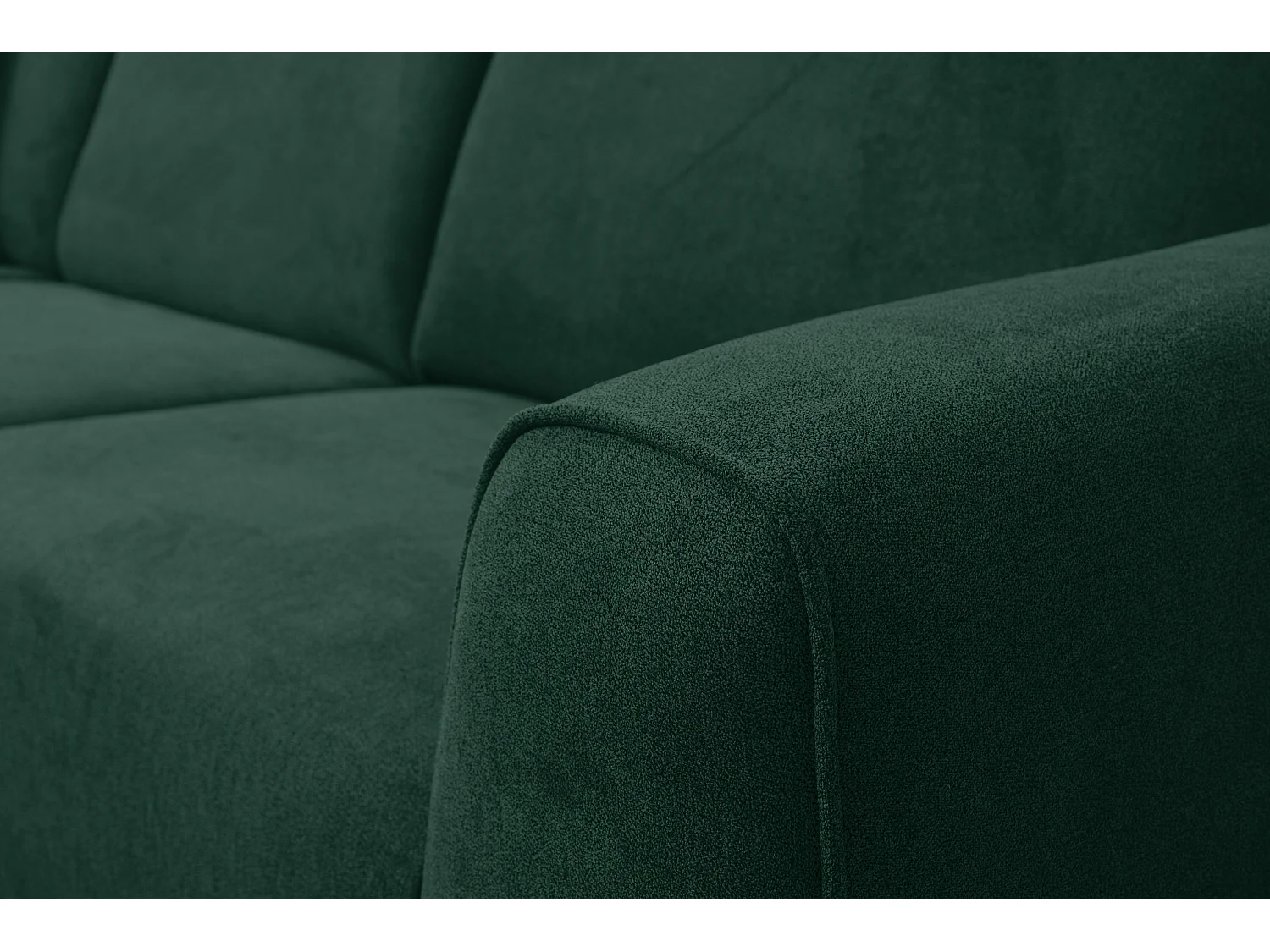 Canapé d'angle Mula, couleur : vert, tissu velours, pouf gauche