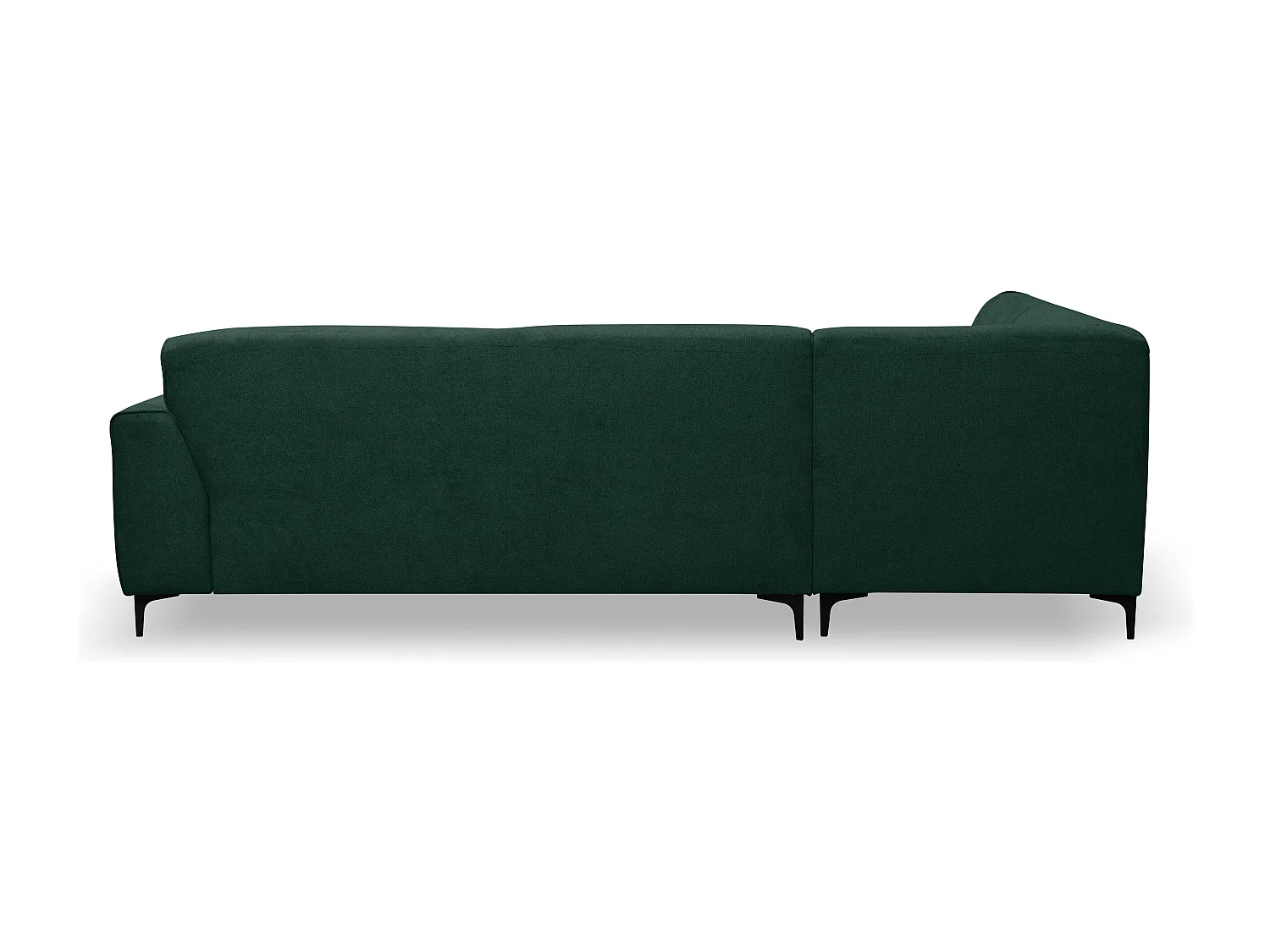 Canapé d'angle Mula, couleur : vert, tissu velours, pouf gauche