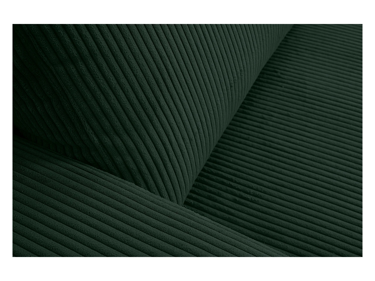 Canapé d'angle Aspen, couleur du canapé : vert, tissu velours côtelé, pouf à droite