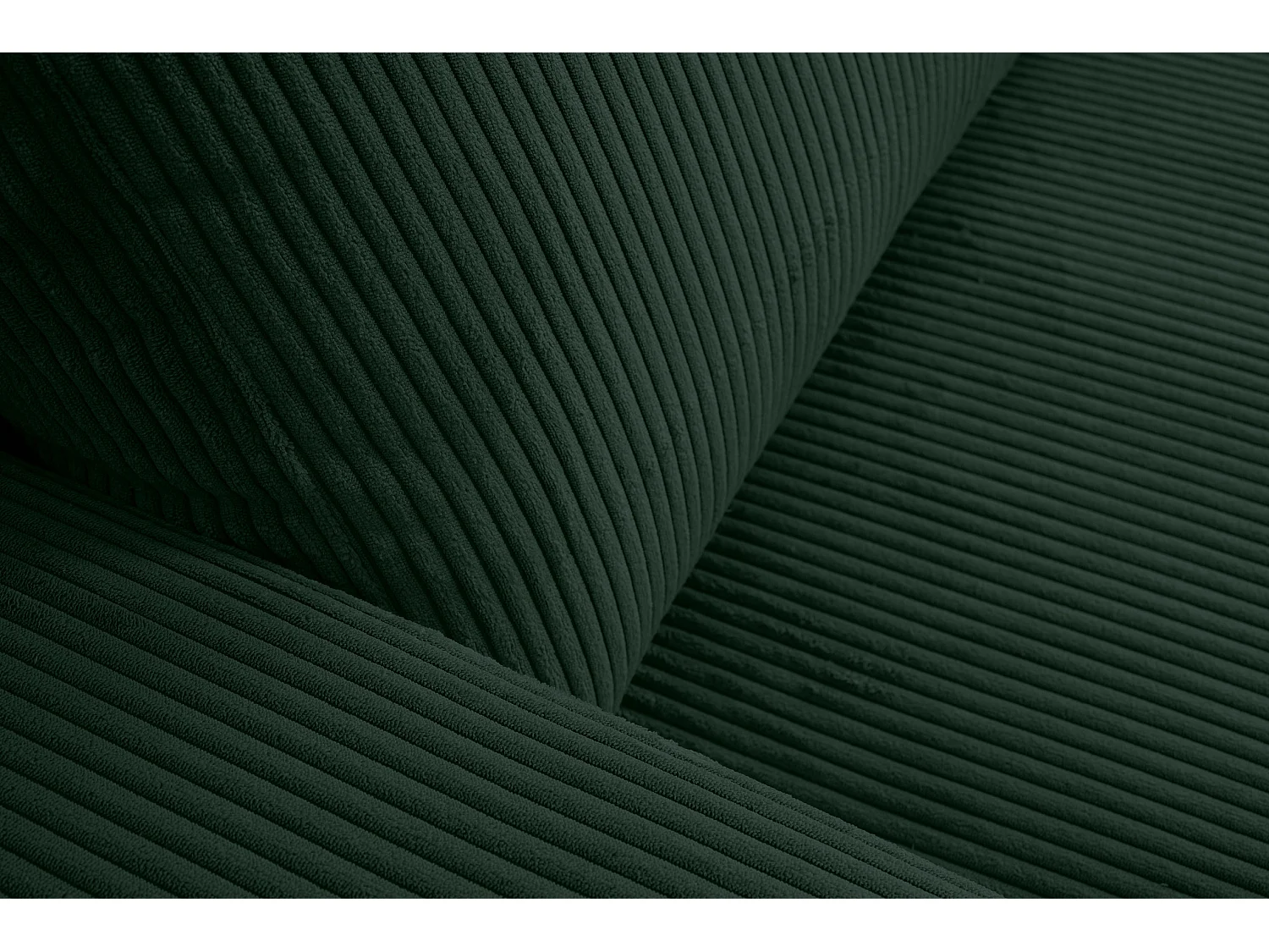 Canapé d'angle Aspen, couleur du canapé : vert, tissu velours côtelé, pouf à droite