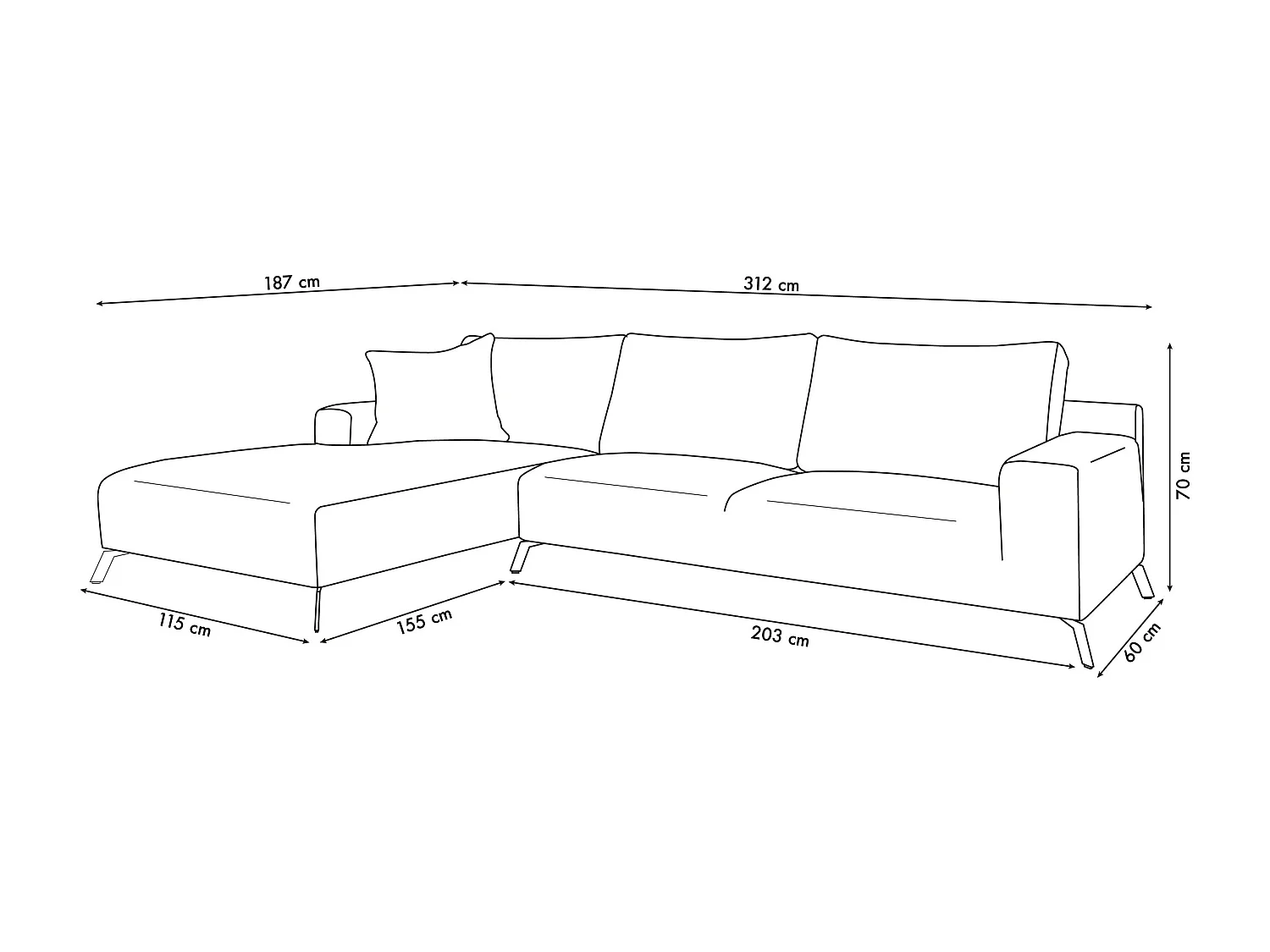 Canapé d'angle Aspen, couleur du canapé : vert, tissu velours côtelé, pouf à droite