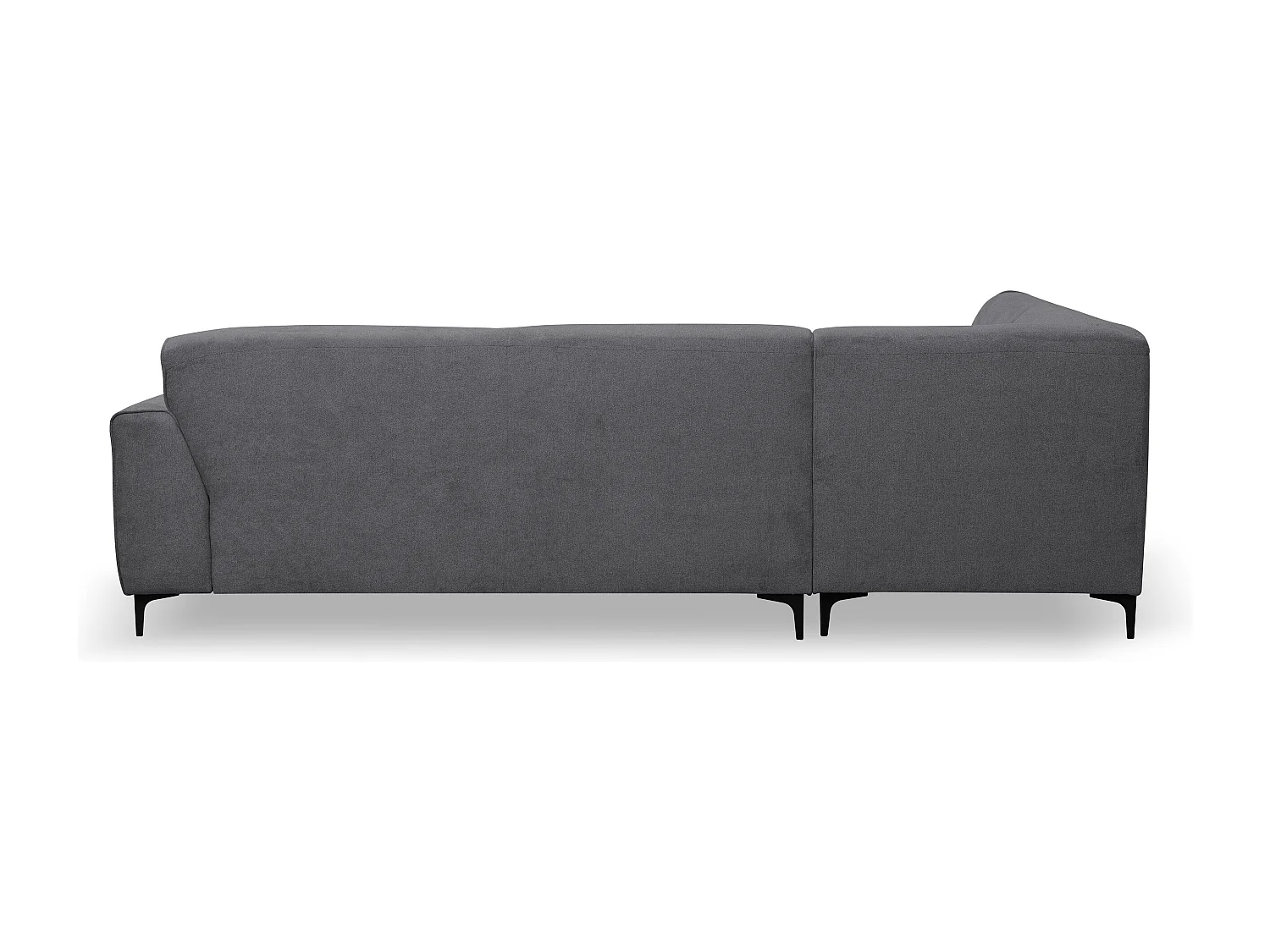 Canapé d'angle Mula, couleur du canapé : gris, tissu velours, pouf à gauche