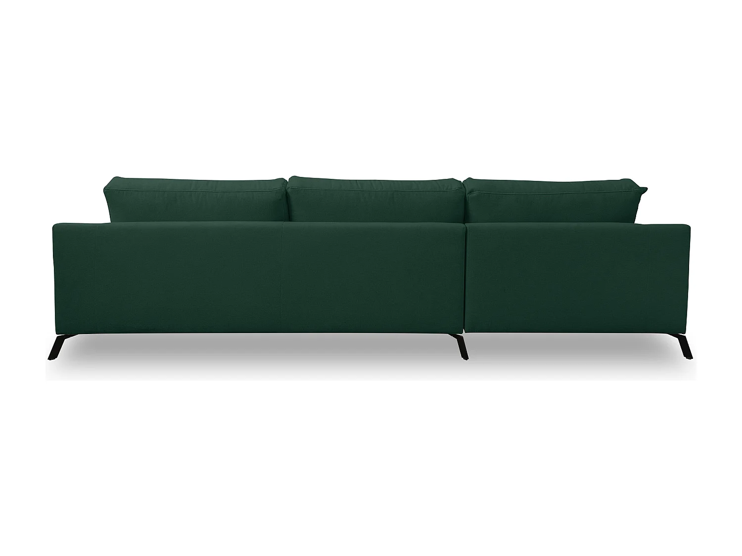 Canapé d'angle Aspen, couleur Coach : vert, tissu velours, pouf à gauche