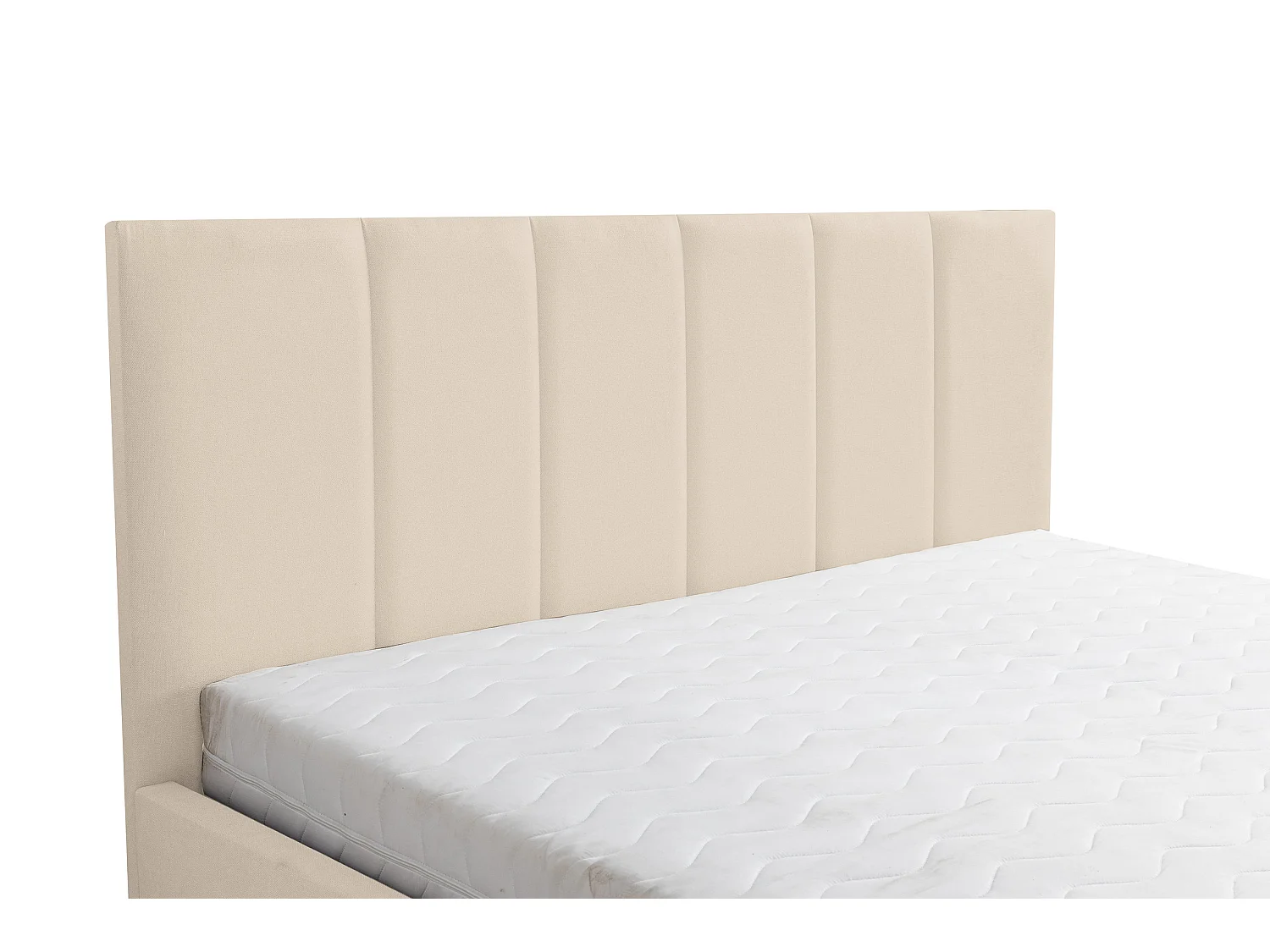 Polsterbett LISA mit Kopfteil, 140 x200 cm, Doppelbett mit Bettkasten und Lattenrost aus Velourstoff, Velourstoff, Frabe: Beige