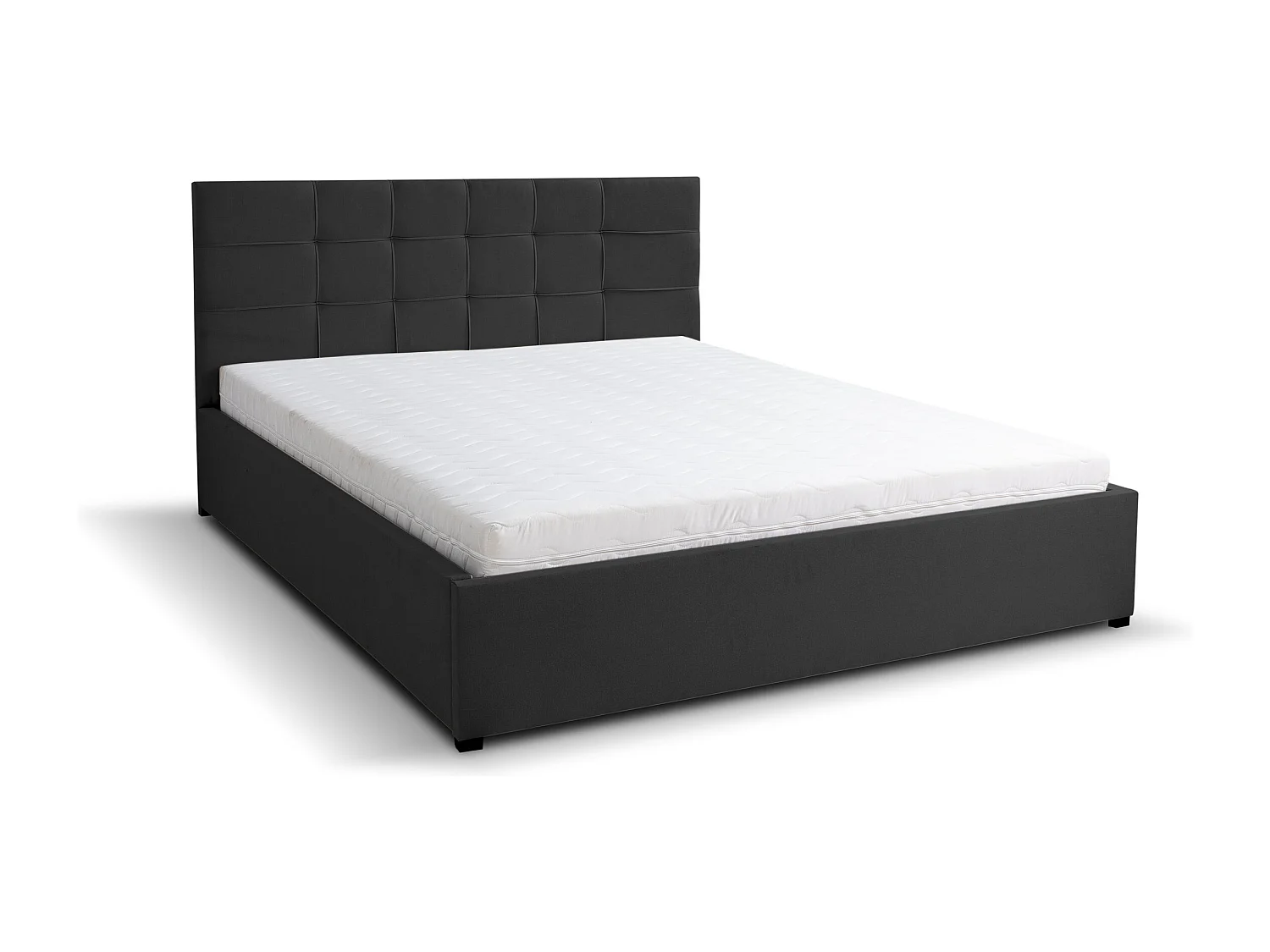 Polsterbett JESSA mit Kopfteil, 140 x200 cm, Doppelbett mit Bettkasten und Lattenrost aus Velourstoff, Velourstoff, Frabe: Schwarz