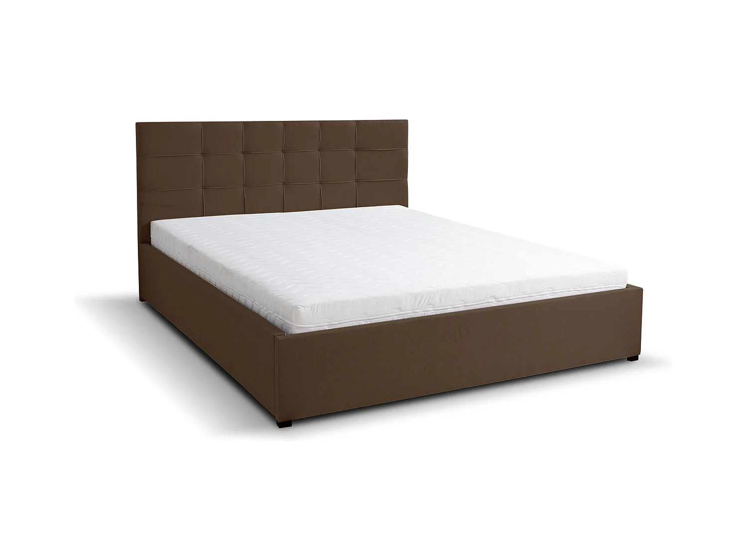 Lit rembourré JESSA avec tête de lit, 180 x 200 cm, lit double avec coffre de rangement et sommier à lattes en velours, velours, couleur : marron