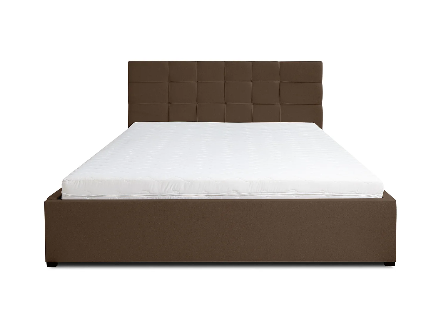 Lit rembourré JESSA avec tête de lit, 180 x 200 cm, lit double avec coffre de rangement et sommier à lattes en velours, velours, couleur : marron